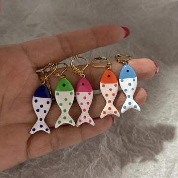 Daiiibabyyy  Summer Colorful Tropical Fish Stainless Steel Hoop Earrings